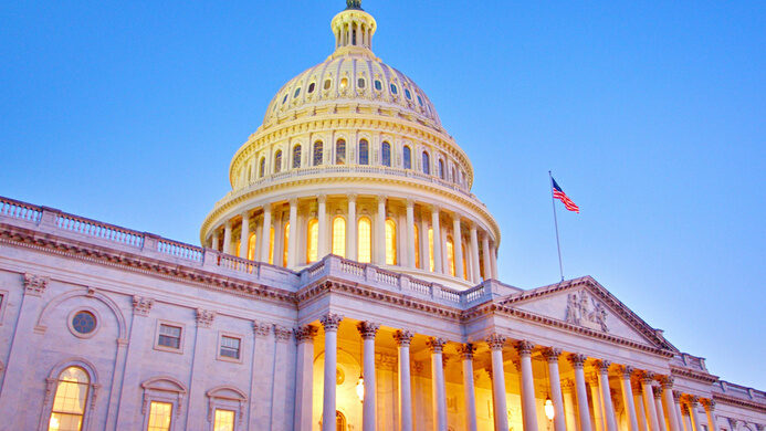 The U.S. Capitol at dusk